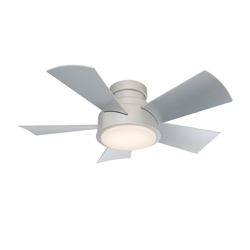 Vox 5 - Blade Indoor/Outdoor Smart Flush Mount Ceiling Fan with Remote Control and LED Light Kit, Works With Alexa and iOS or Android App