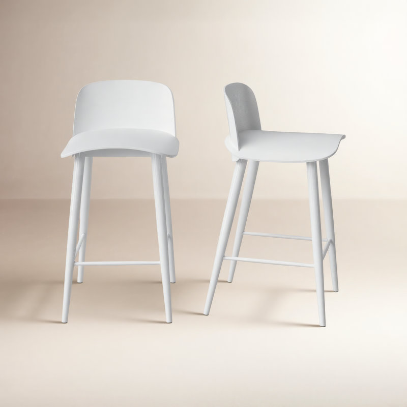 Atoir Upholstered Counter Stool with Metal Frame, White