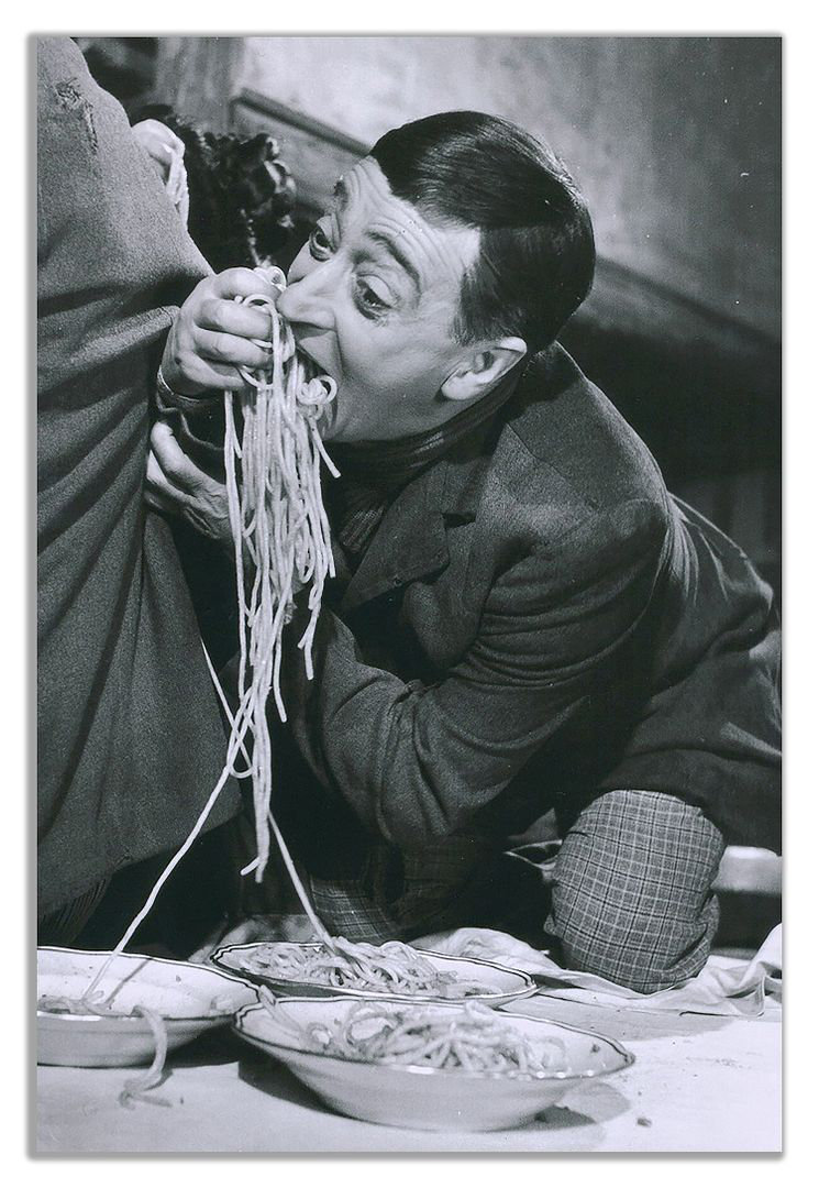 Funny Italian Eating Pasta Kitchen Decor Canvas Wall Art Picture Print