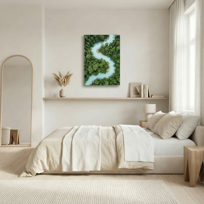Art mural sur toile Gallery Wrap pour le salon, la chambre à coucher, le bureau ou le vestibule - Décoration murale décorative avec forêt fluviale