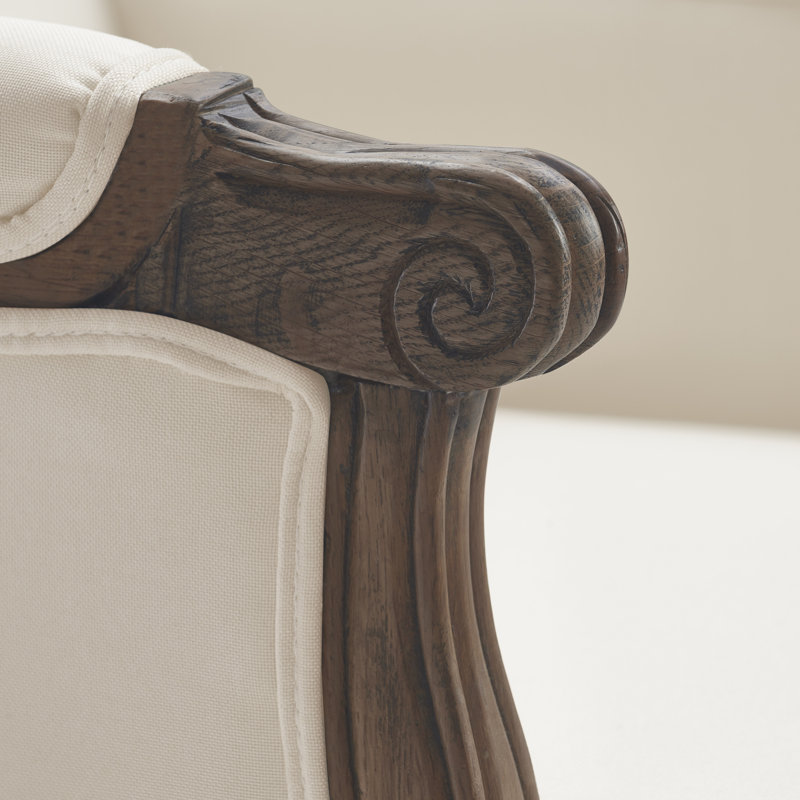 Cream Upholstered Wood Frame Accent Armchair