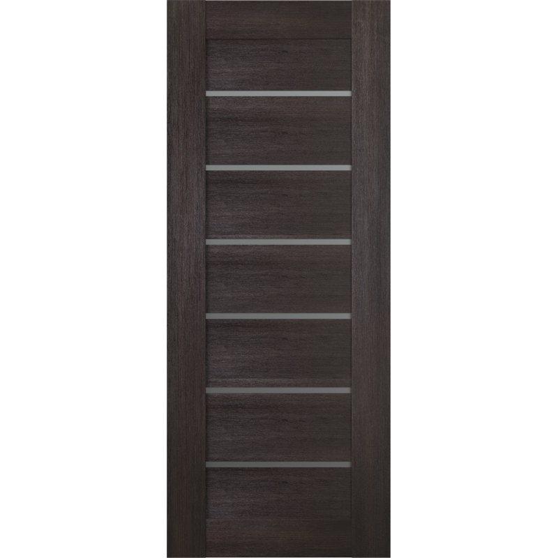 Dalle de porte intérieure en bois manufacturé et en verre givré Avon 07 02, 27,75 po x 83,23 po, Pacane