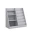 Bibliothèque pour enfants en bois à 4 niveaux avec bac de rangement pour jouets, tablette multifonctionnelle pour chambre de bébé, salle de jeux ou chambre à coucher, gris