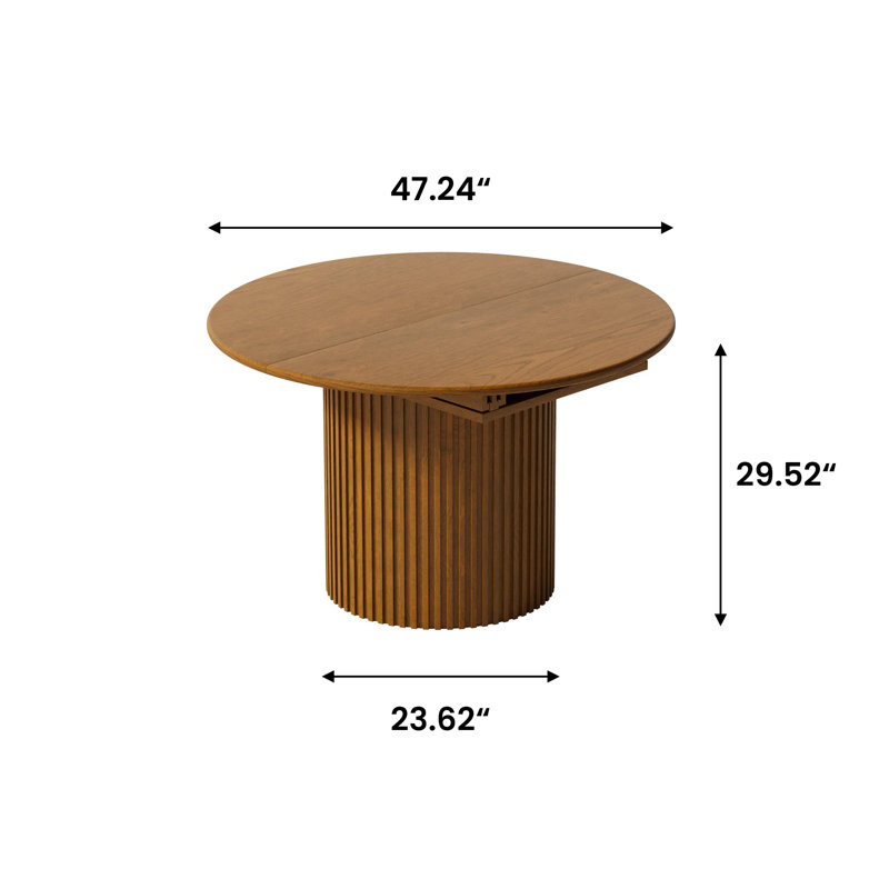 Round Extendable Wood Dining Table