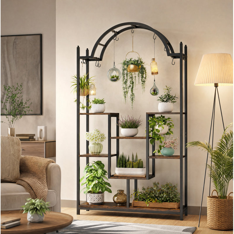 Support pour plante Arceli, Brun / noir