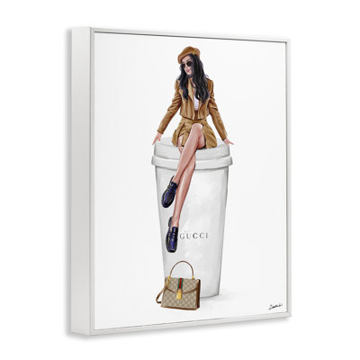Chic Lady on Coffee Cup Giclee Art by Ziwei Li