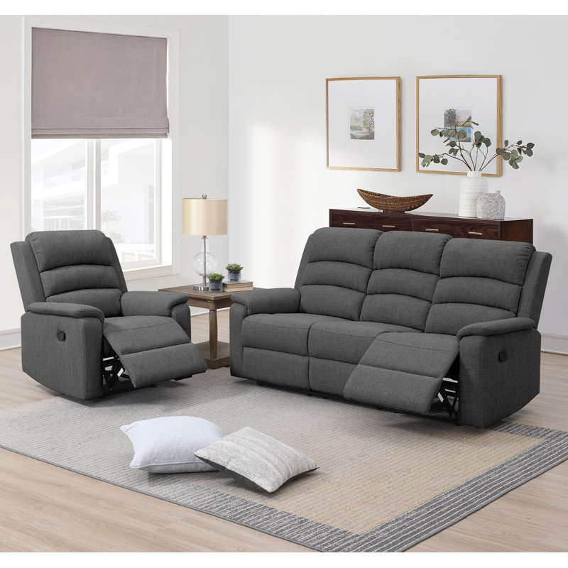 Ensemble de salon inclinable 2 pièces Camdan, Gris foncé