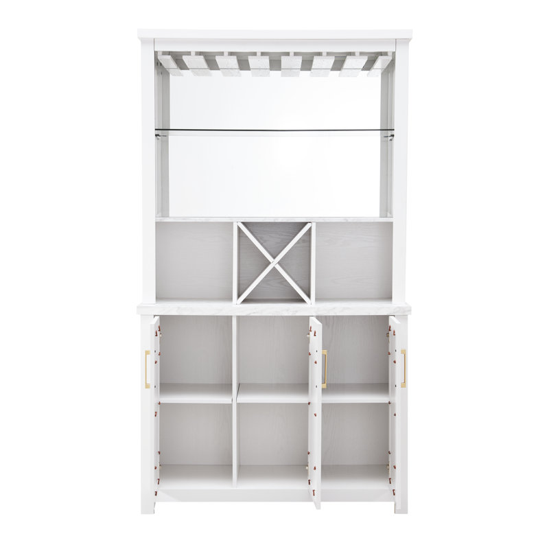 41.73'' Bar Cabinet, White/Gold
