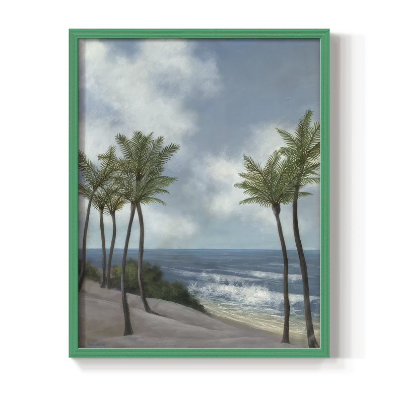 Coastal Palm Tree I, reproduction encadrée - bois massif, H 15 po x l 12 po, Vert