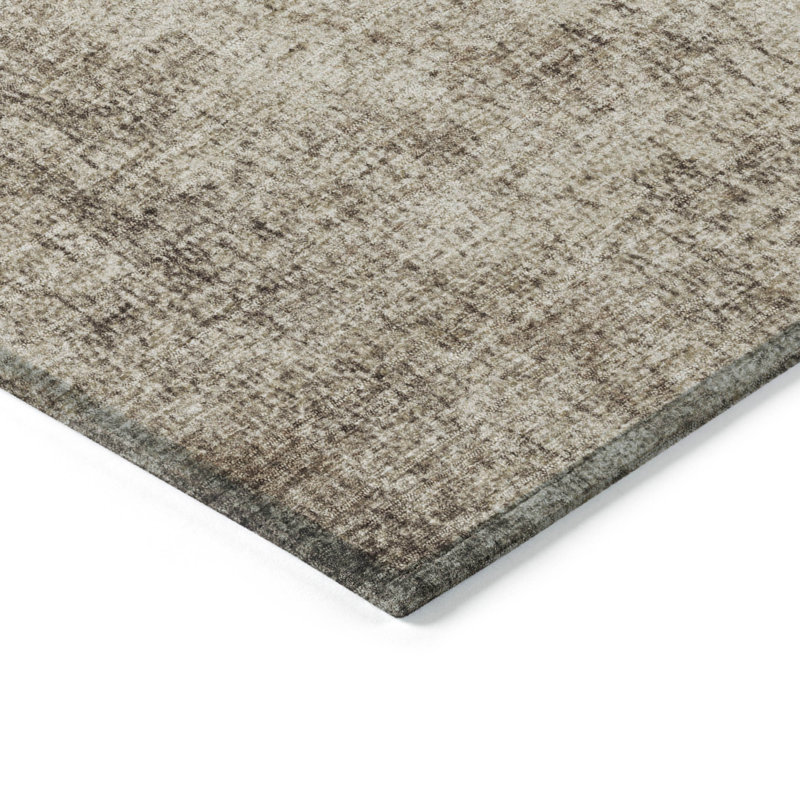 Tapis taupe Xhevrie intérieur / extérieur lavable à la machine, Rectangle 2 pi 6 po x 3 pi 10 po