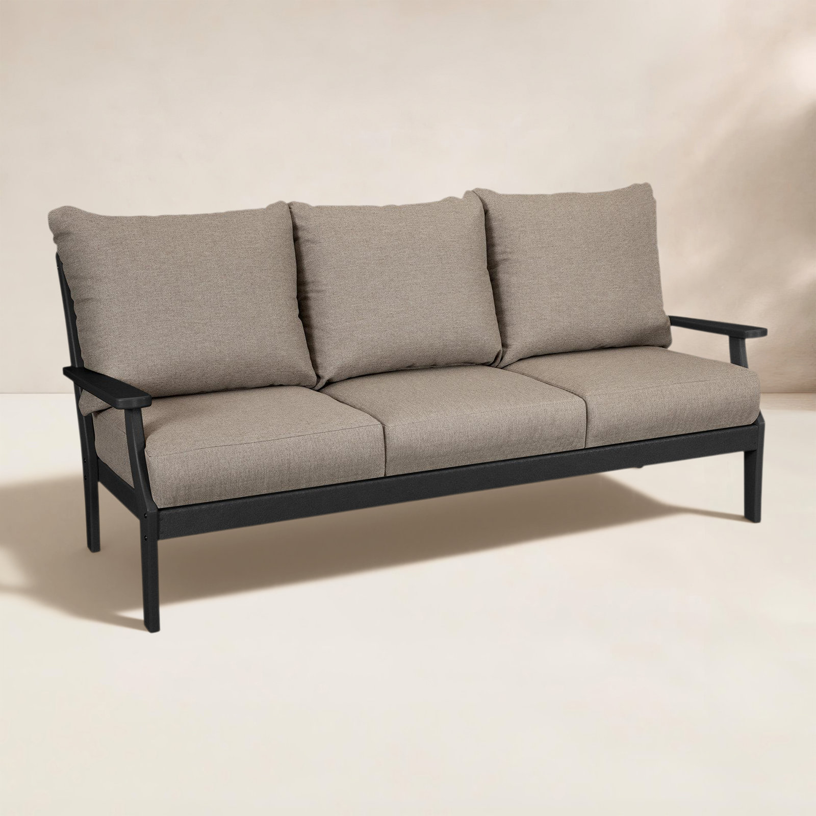 POLYWOOD® Braxton 74" Patio Sofa, Granite, Black