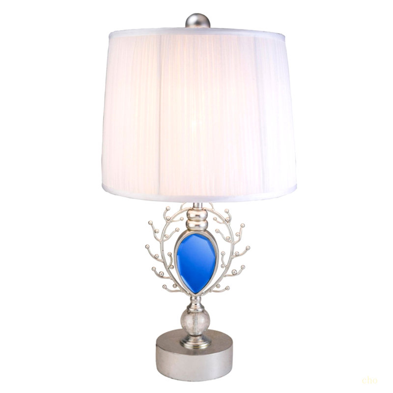 Lampe de table haute de 27,75 po «Just Dazzle» avec finition argentée et abat-jour blanc