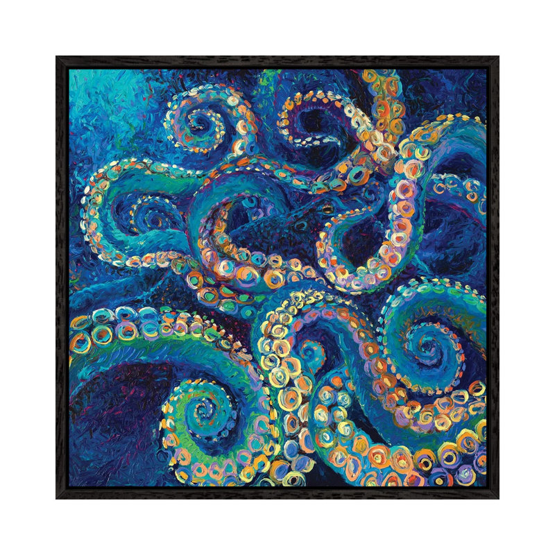 Tentacollage II by Iris Scott - Floater Frame Square Print on Canvas, 45.72 cm H x 45.72 cm W, Black Framed