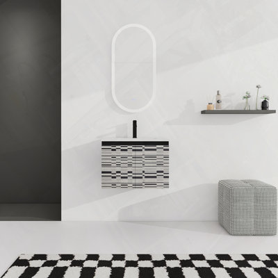 Meuble-lavabo flottant mural avec évier en céramique