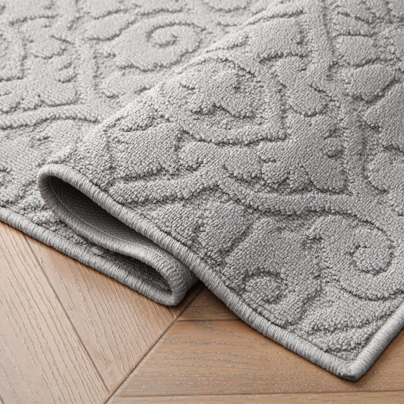 Laura Ashley  Feya Solid  Hi-Low Tufted Rugs, Gray, Runner 2'2" x 6'
