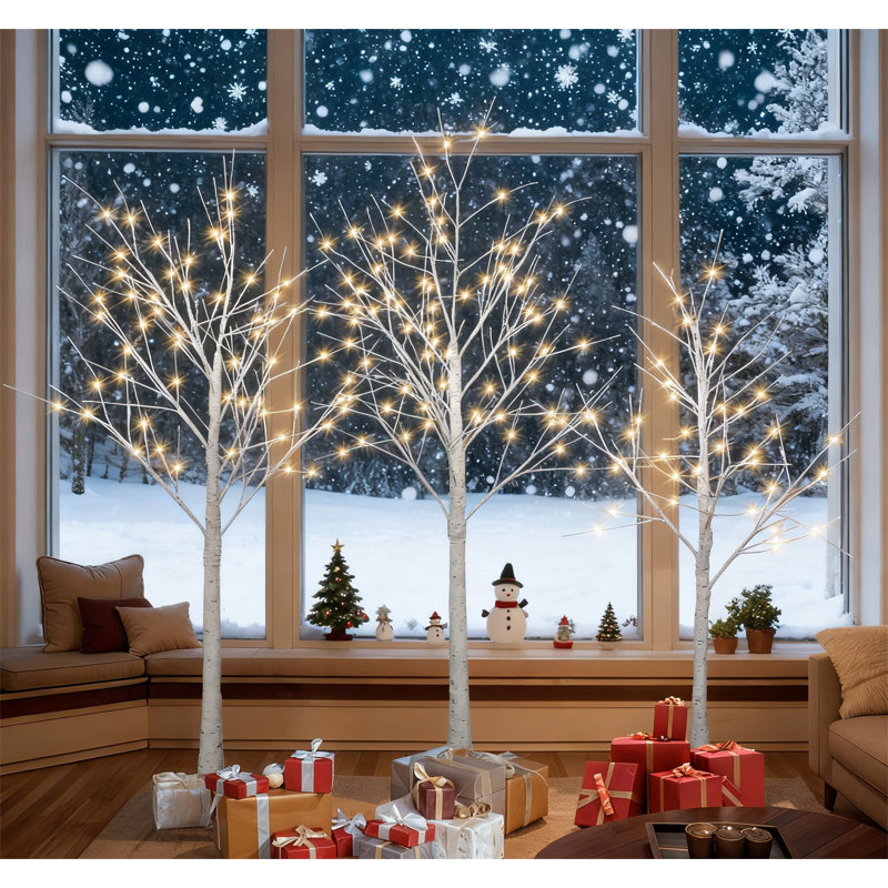 Arbre artificiel à DEL 4 pi 5 pi 6 pi avec lumières blanches chaudes