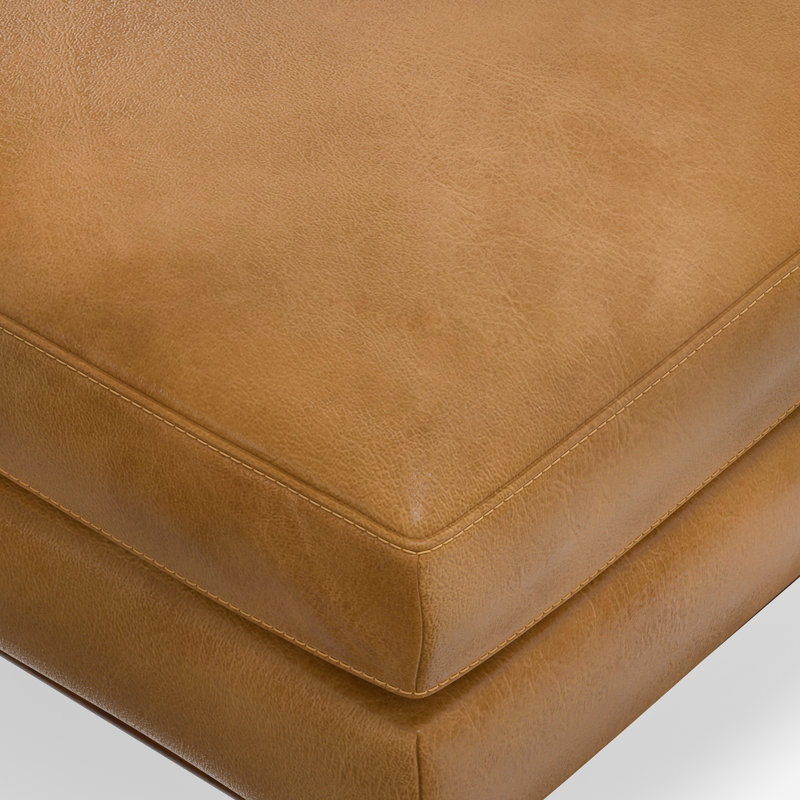 Morrison Sienna Leather Mid-Century Modern Sofa with Ottoman