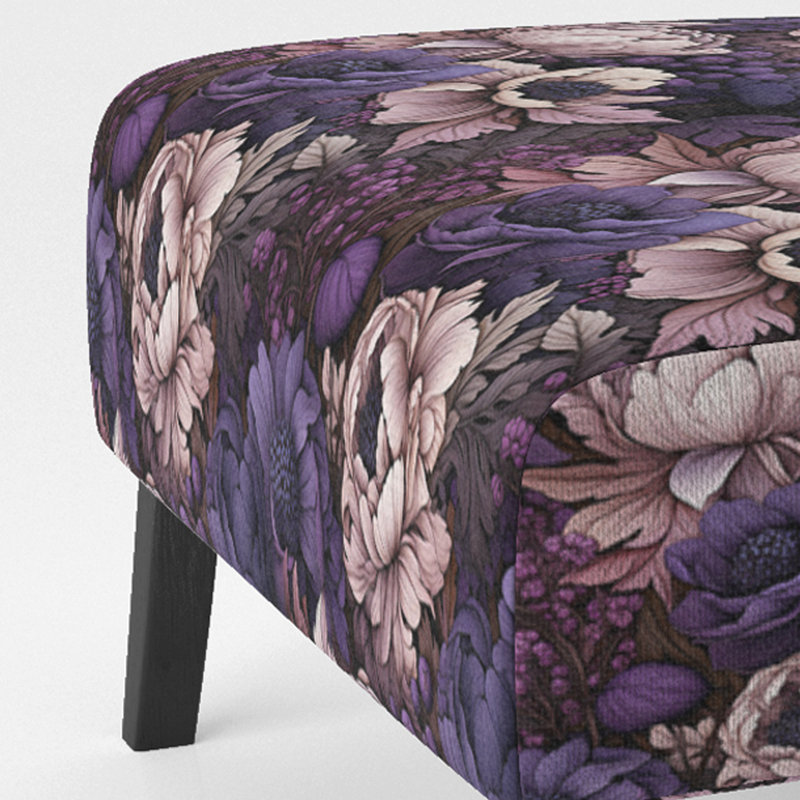 Gothic Botanicals Moody Patterns - Upholstered Farmhouse Slipper Chair, Pink Accent Chair