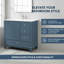 Meuble-lavabo sur pied 36 po, finition gris-bleu, lavabo en céramique, panneau de fibres à densité moyenne et base en bois massif, 3 tiroirs, armoire avec tablettes | Idée cadeau