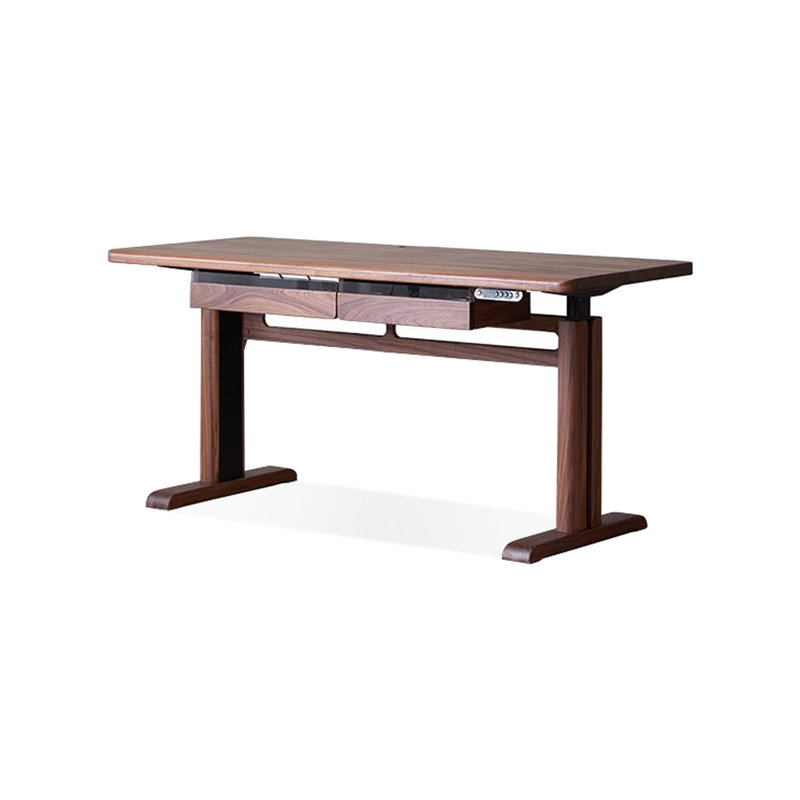 Bureau rectangulaire en bois massif avec 2 tiroirs Brownness, 47.24" H x 59.06" W x 29.53" D
