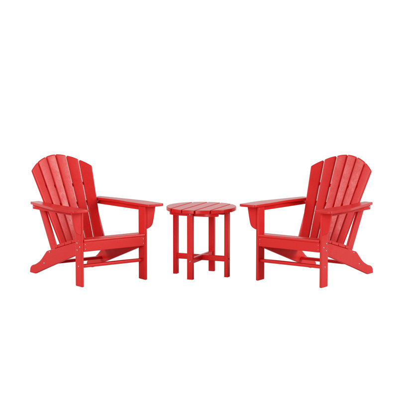Chaise Adirondack en plastique avec table Altura, Rouge