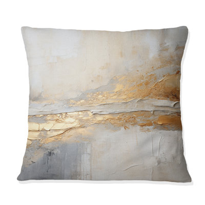 Coussin Golden and Beige Abstract Fusion I - Coastal Beach