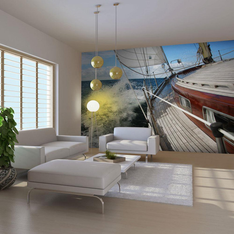 A Boat in the Sea Wall Mural, 121" L x 157" W