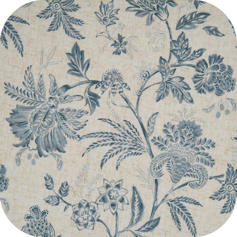 Whiteny Floral Semi-Sheer Curtain, Blue, 50" W x 96" L