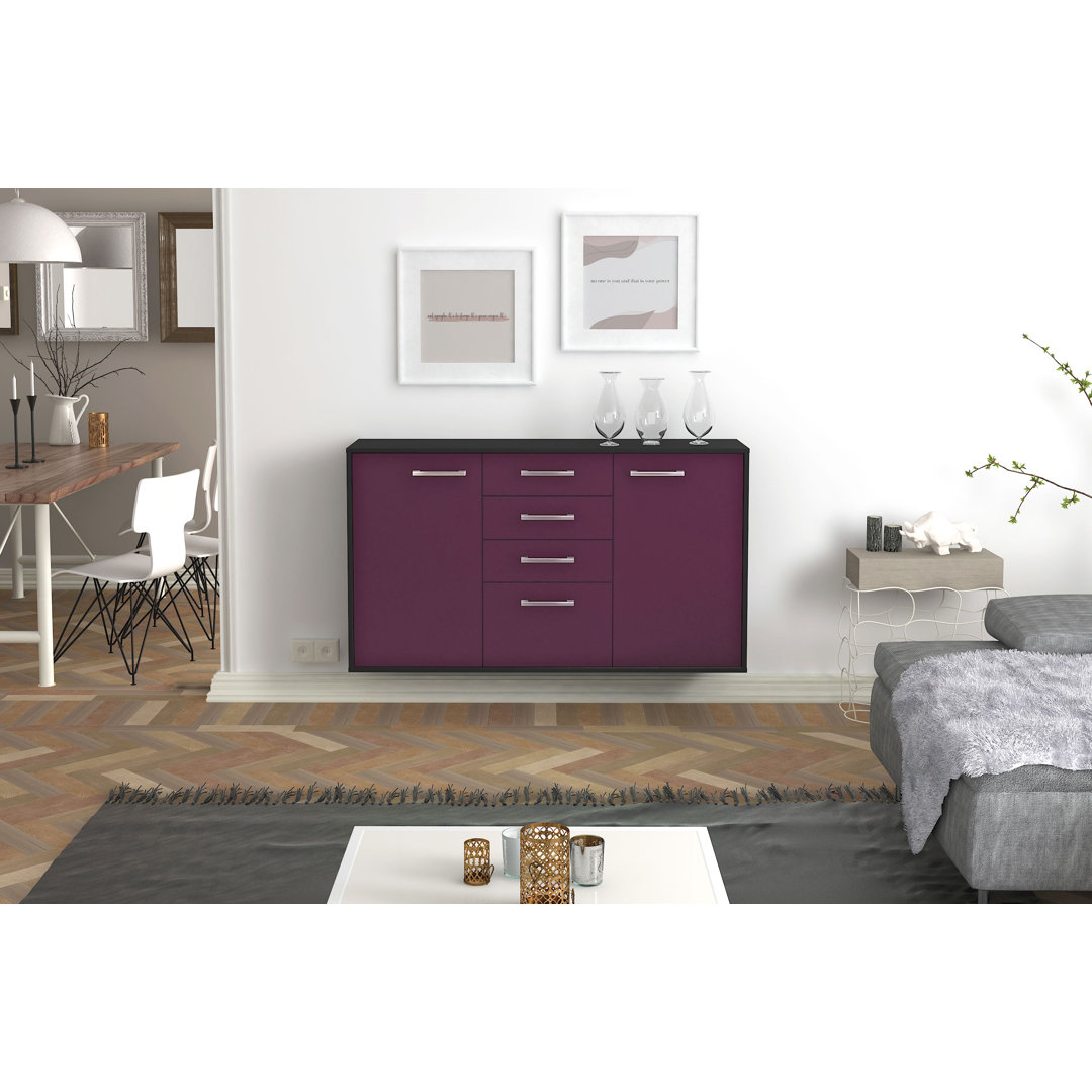 Sideboard Sioux Falls, Farbe: Weiß/Anthrazit, Fliegend/Metallgriffe, Größe: 136x79x35cm