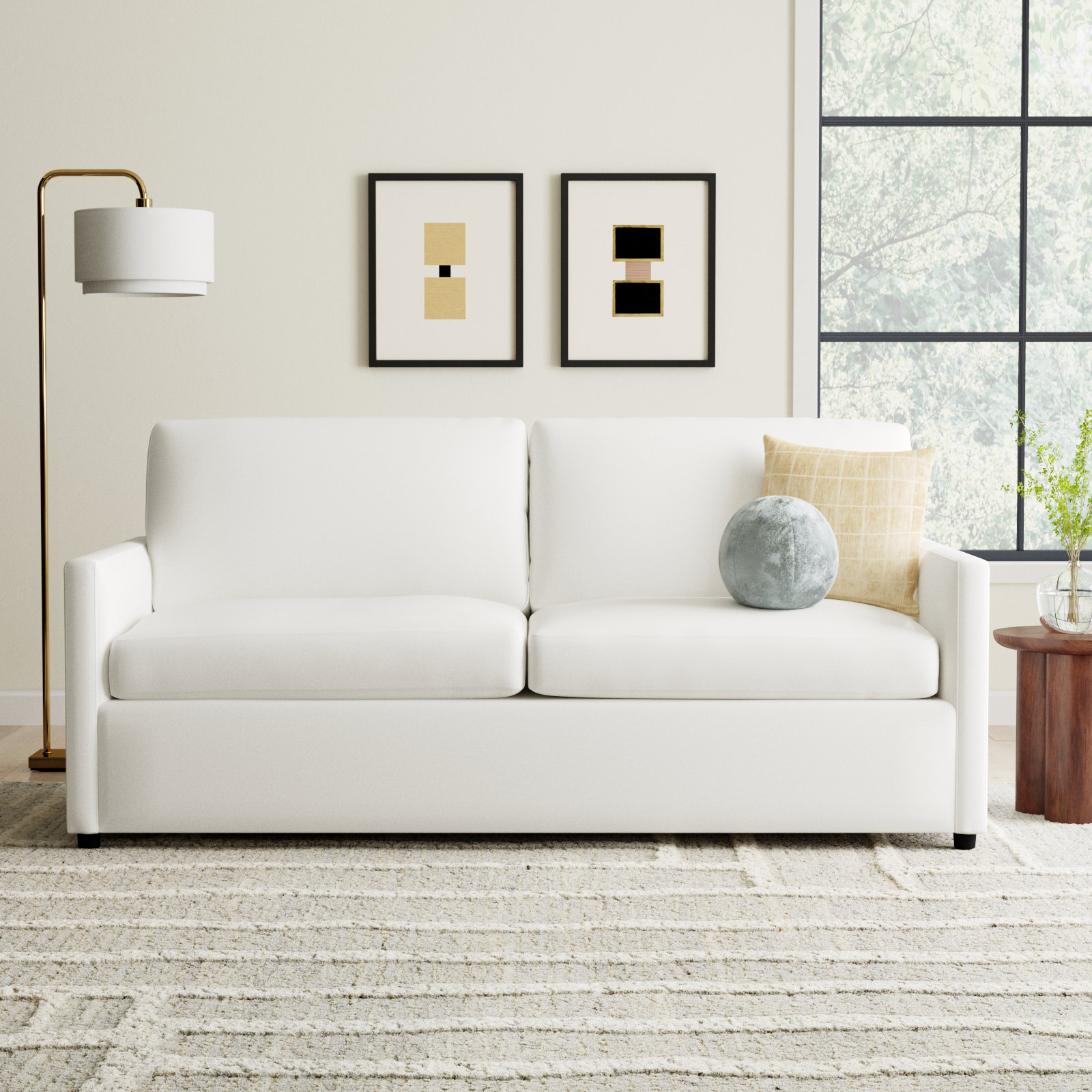 Damari 84'' Sofa, Classic Bleach White Twill