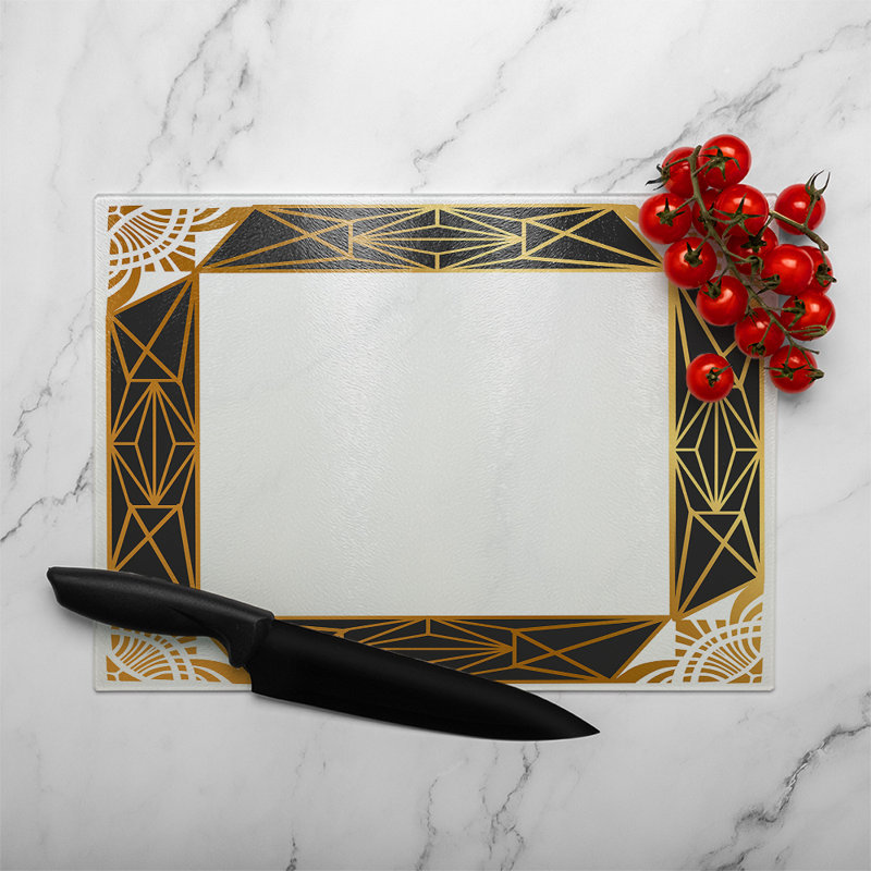 Art Deco Border Glass Chopping Board