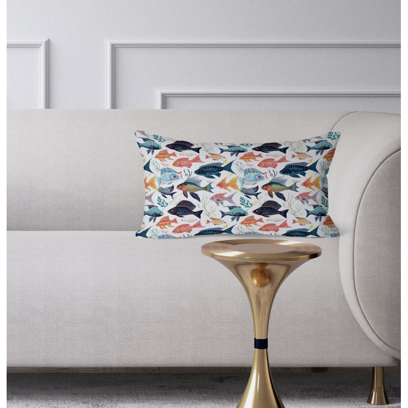 Fish Paradise  Rectangular Throw Pillow, Blue/Red