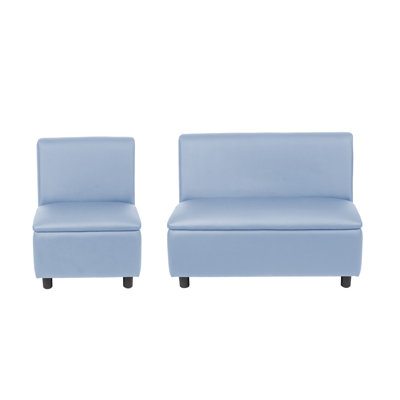 Kid Comfort Collective Modular Chair and Sofa, 2-Piece Set - Powder Blue