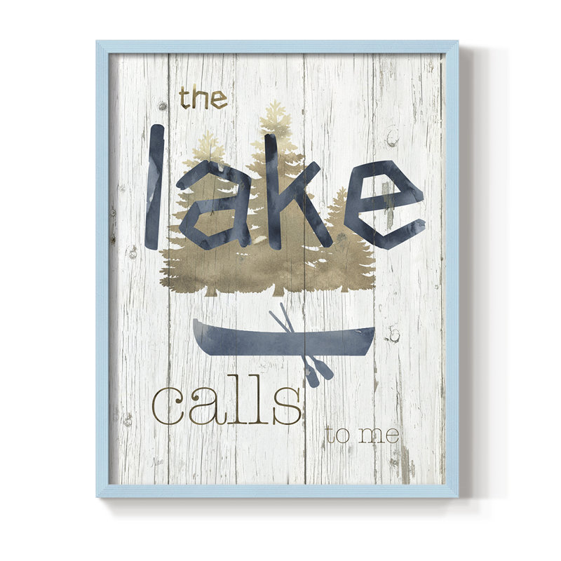 Lake Calls Me, reproduction encadrée - bois massif, Bleu, H 30 po x l 24 po