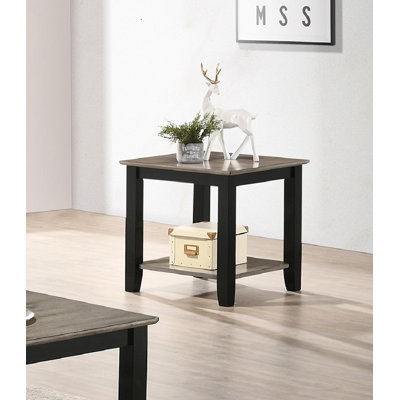 Table de bout avec tablette ouverte en brun foncé et gris