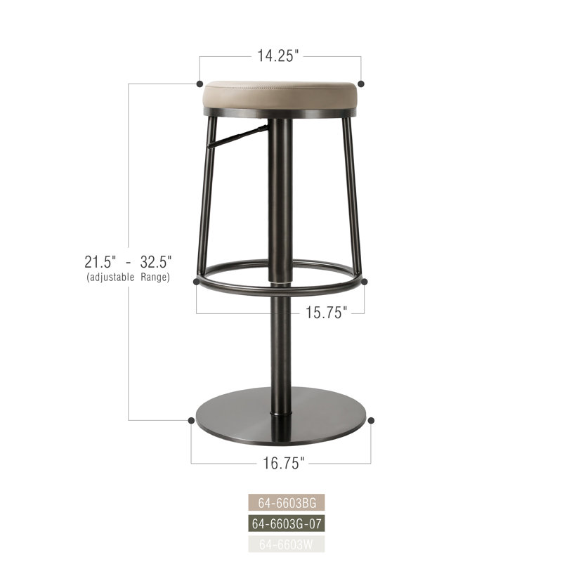 Aero Swivel Counter Bar Stool with Integrated Foot Rest, Beige Seat/Black Frame