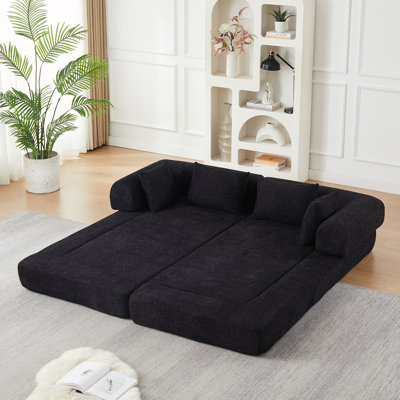 Convertible Sleeper Sofa with Back Cushions and Pillows
