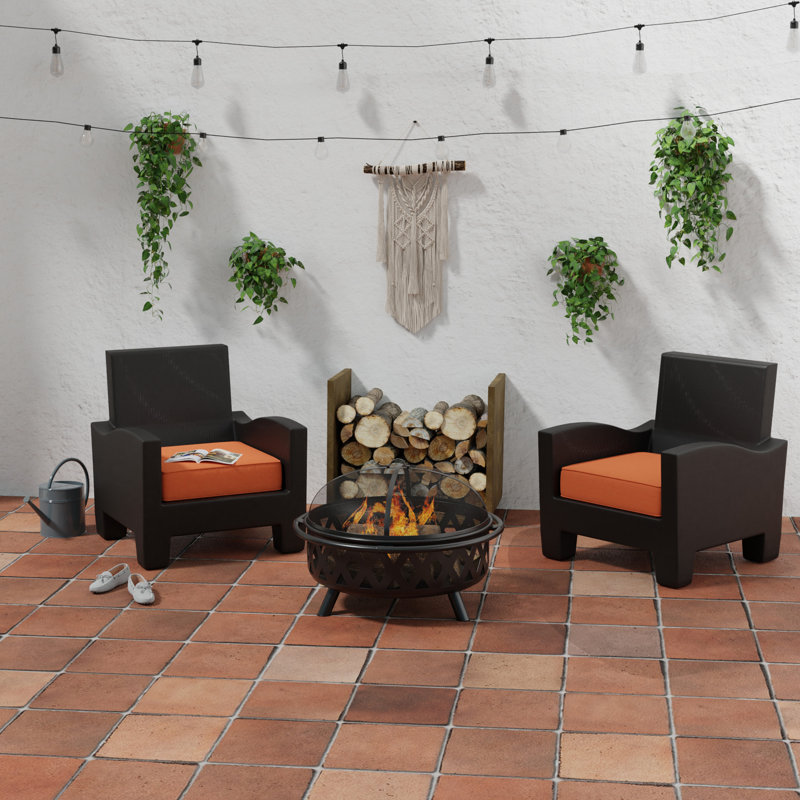 Sunbrella 23" x 22" Outdoor Deep Seat Cushion Set with Ties and Welt, Echo Sangria