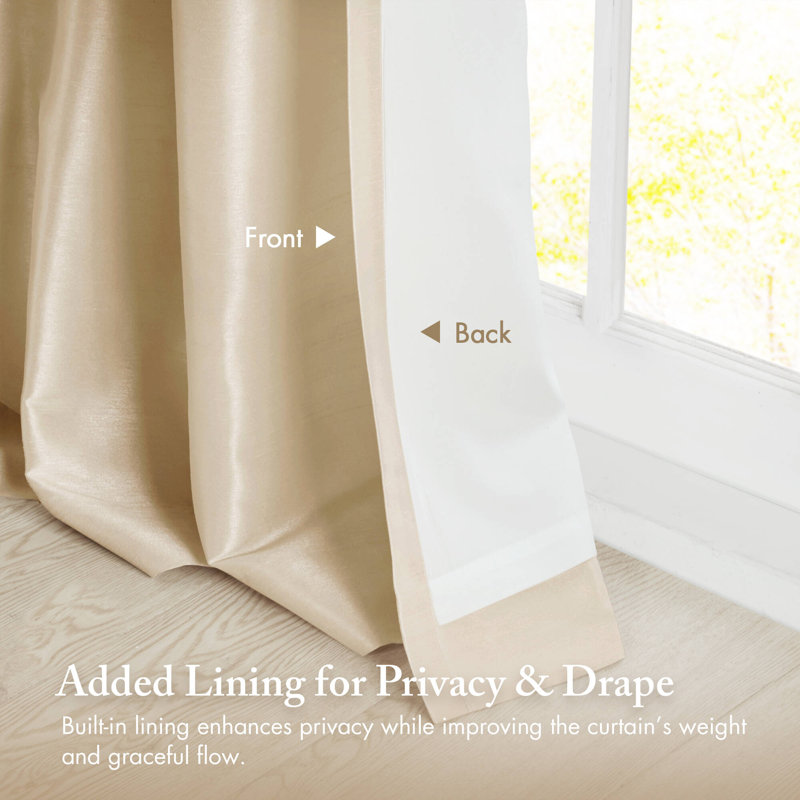 Karlita Faux Silk Room Darkening Twist Tab Single Curtain Panel, 50" W x 84" L, Champagne