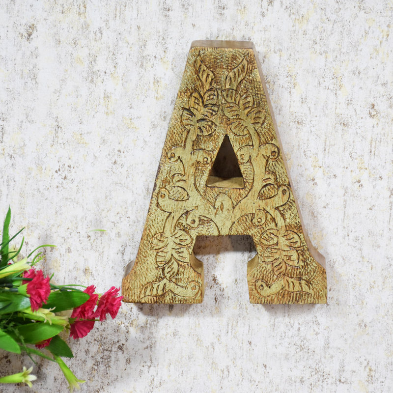 Haddam Text & Numbers Letter Block, Gold, A