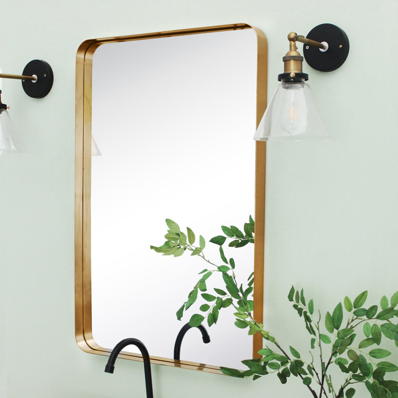 Arthers Metal Rectangle Mirror, Brush Gold, 36" x 24"