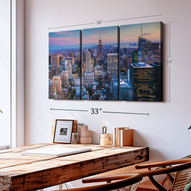 «NYC Manhattan Twilight» sur toile, H 24 po x l 38 po