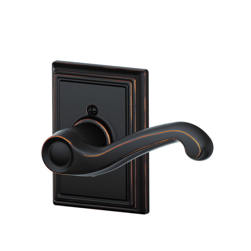 Flair Lever with Addison Trim Non-Turning Lock, Right Hand, Antique Brass