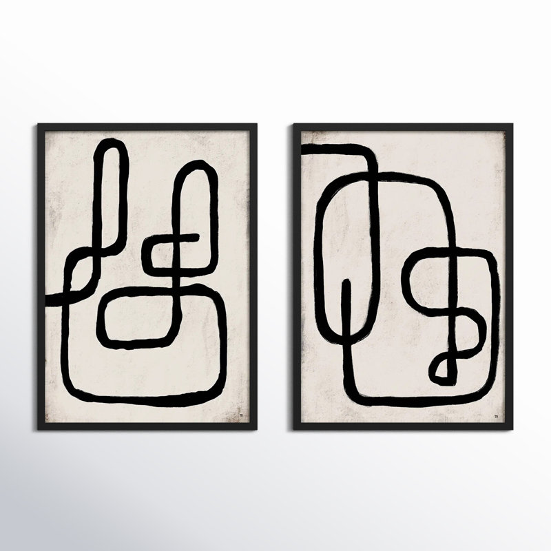 Linework by StudioM, 38" H x 53" W x 1.25" D, Black Framed Paper