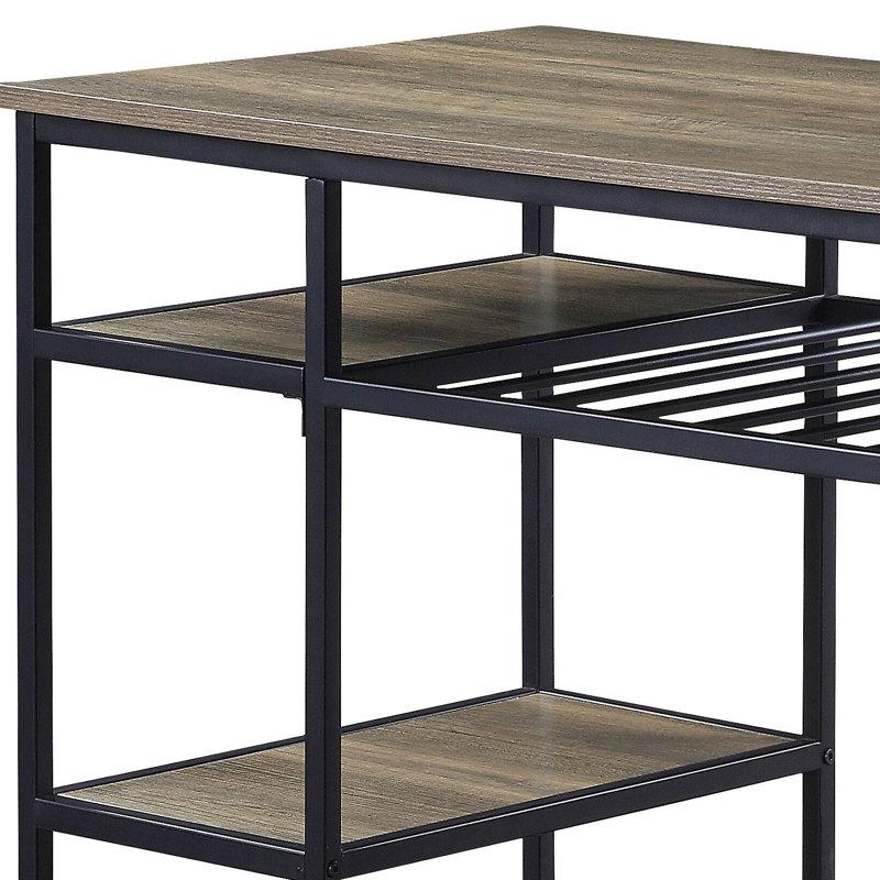 Îlot de cuisine rustique avec tablettes ouvertes