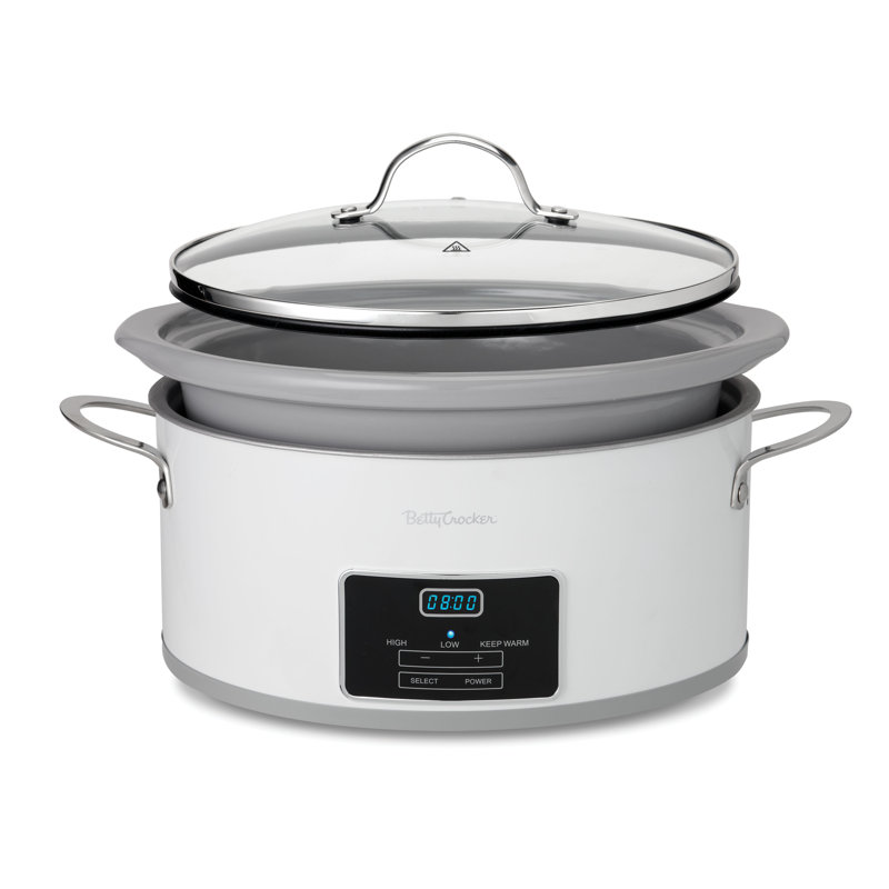 BCK Series Betty Crocker 6-quart Oval Digital Slow Cooker, Programmable Crock Pot Up To 20 Hours, Electric Cooking Pot With Lcd Digital Display, Removable Stoneware Crock Liner, Betty Crocker Cookbook For Slow Cookers Included