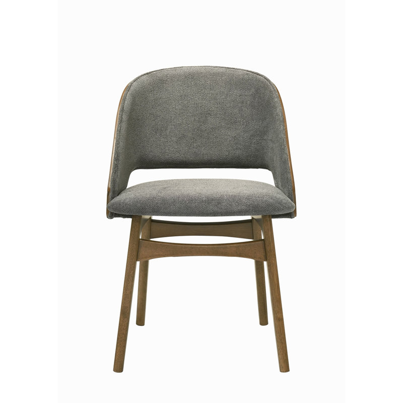 Ensemble de 2 chaises d'appoint en tissu et noyer foncé Delmon