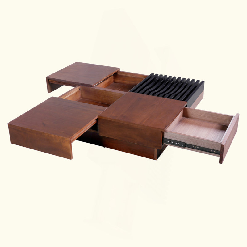 TABLE BASSE DE RANGEMENT EN BOIS D'ACACIA