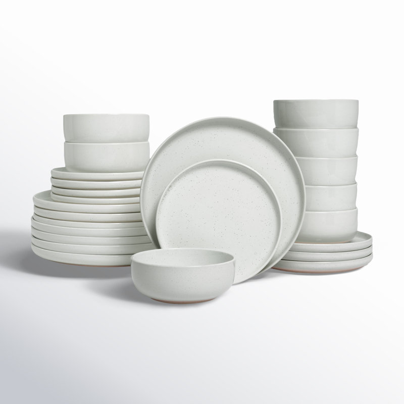 Service de table en grès 24 pièces Famiware - Service pour 8, Blanc