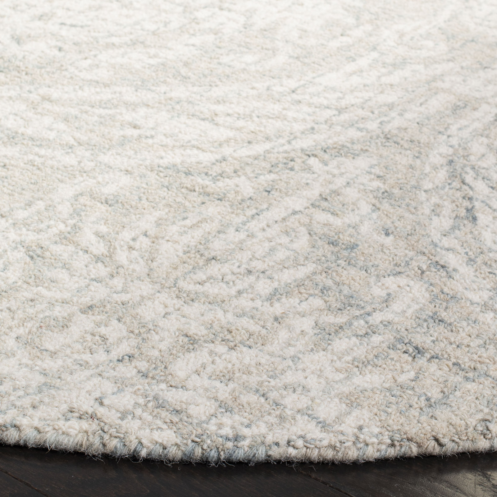 Rosemarie Gray Ivory Hand-Tufted Wool Rug, Round 6'